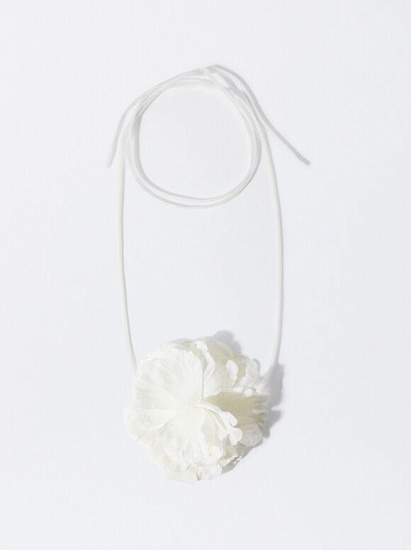 Flower Choker Necklace, Ecru, hi-res