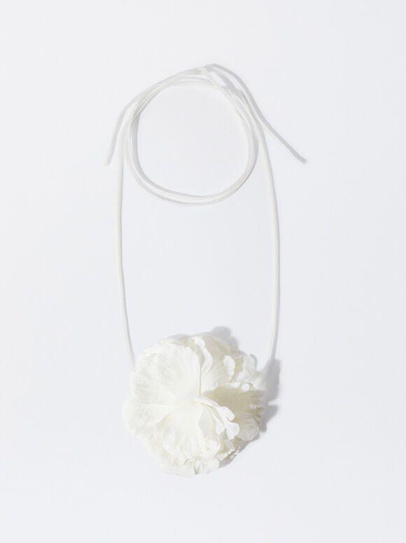 Flower Choker Necklace, Ecru, hi-res