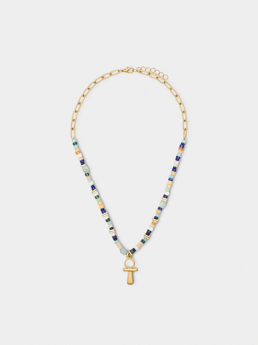 Short necklace with multicolor stones