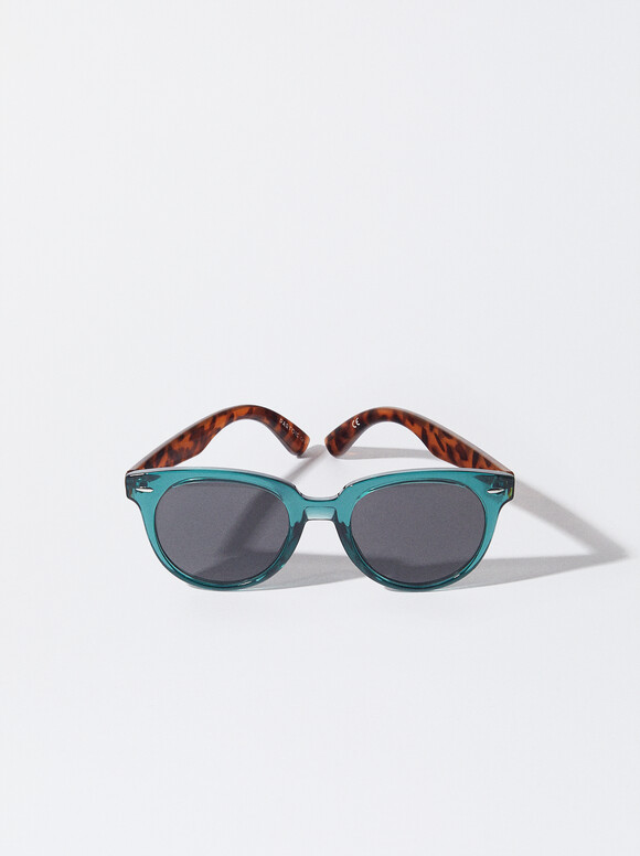 Round Sunglasses , Blue, hi-res