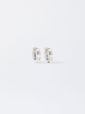 Silver Hoop Earrings With Crystals