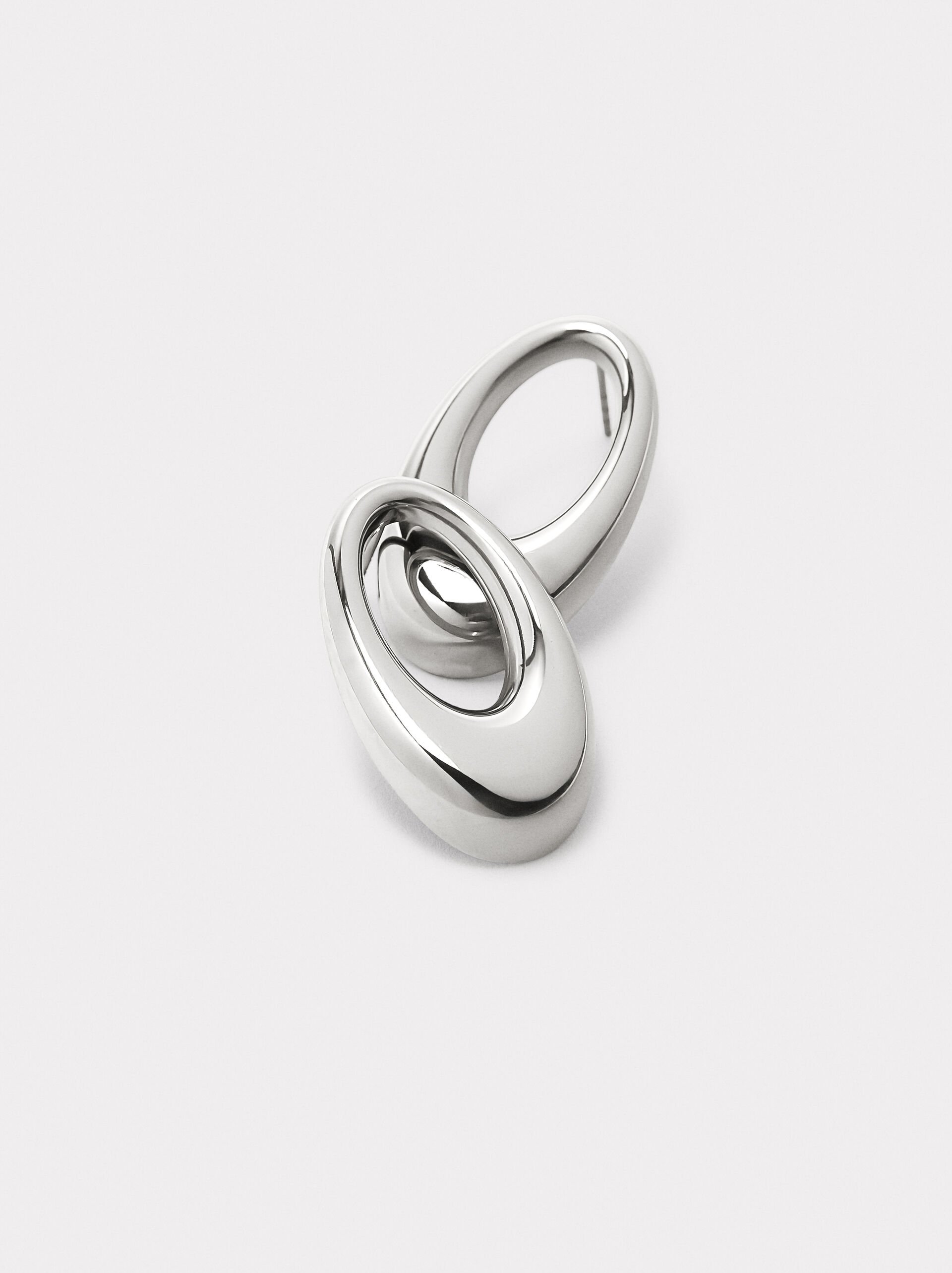 Oval hoop earrings - stainless steel image number 2.0