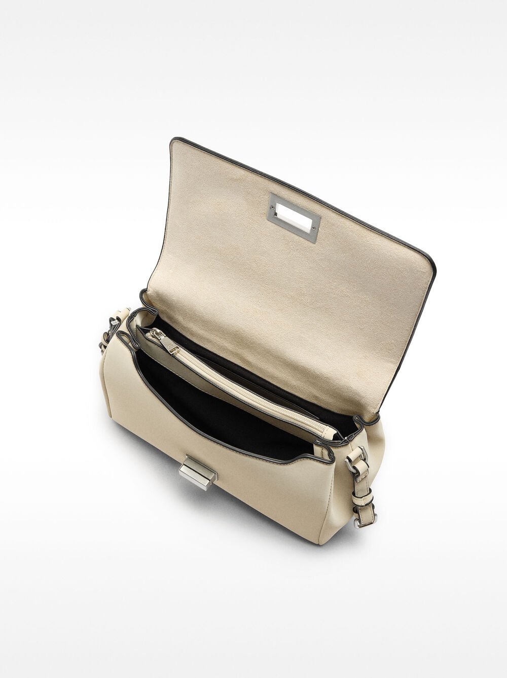 Crossbody bag with soft texture and flap
