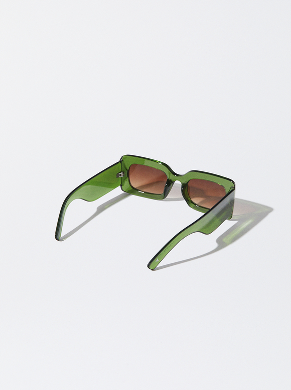 Square Sunglasses, Green, hi-res