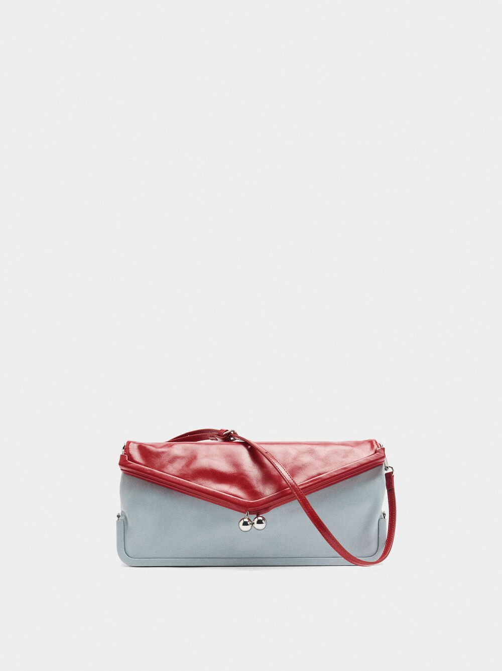 Double envelope bag in bicolour leather