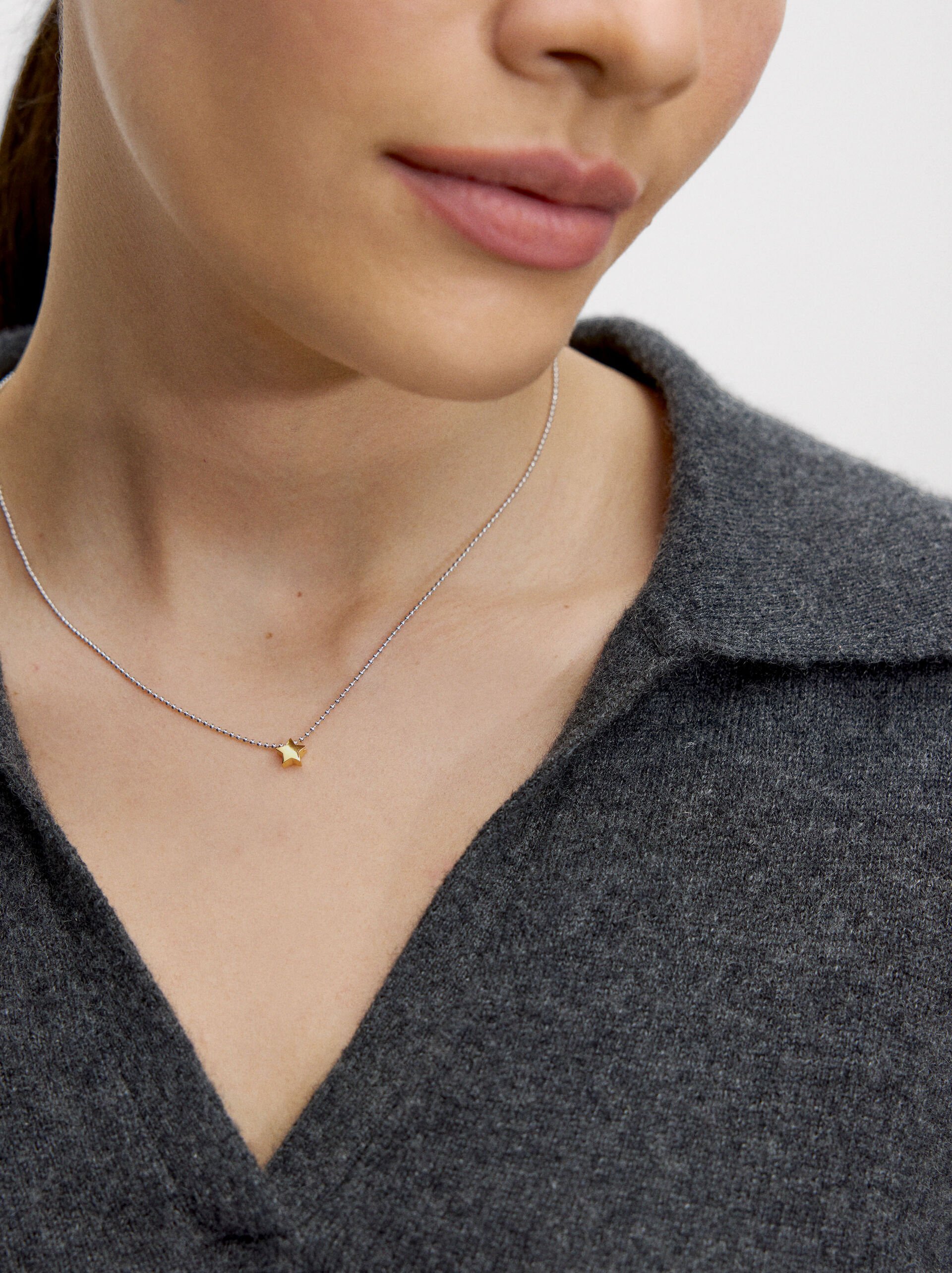 Bicolor necklace with star - 925 sterling silver image number 1.0