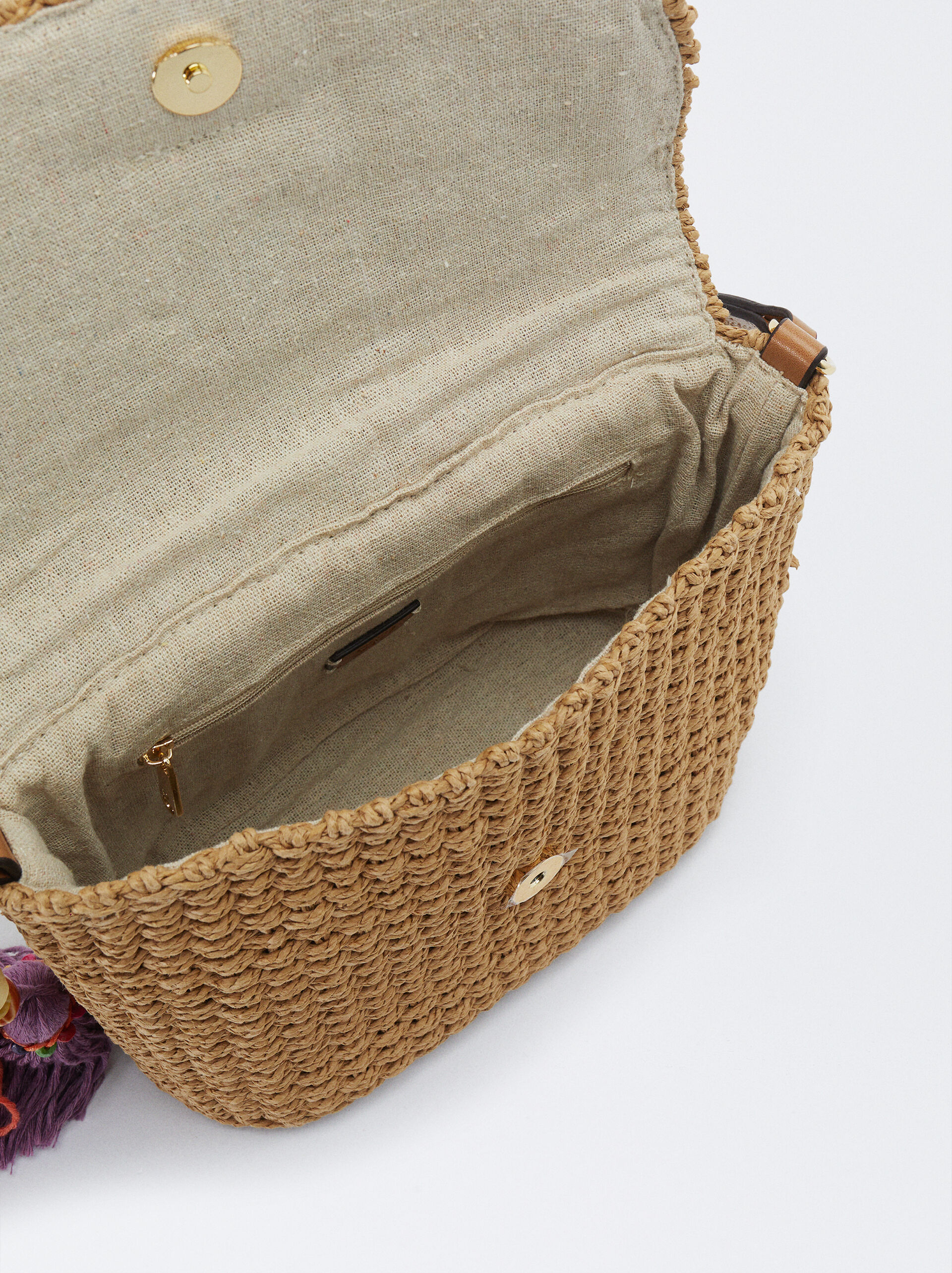 Bolso Bandolera Efecto Rafia Natural Parfois