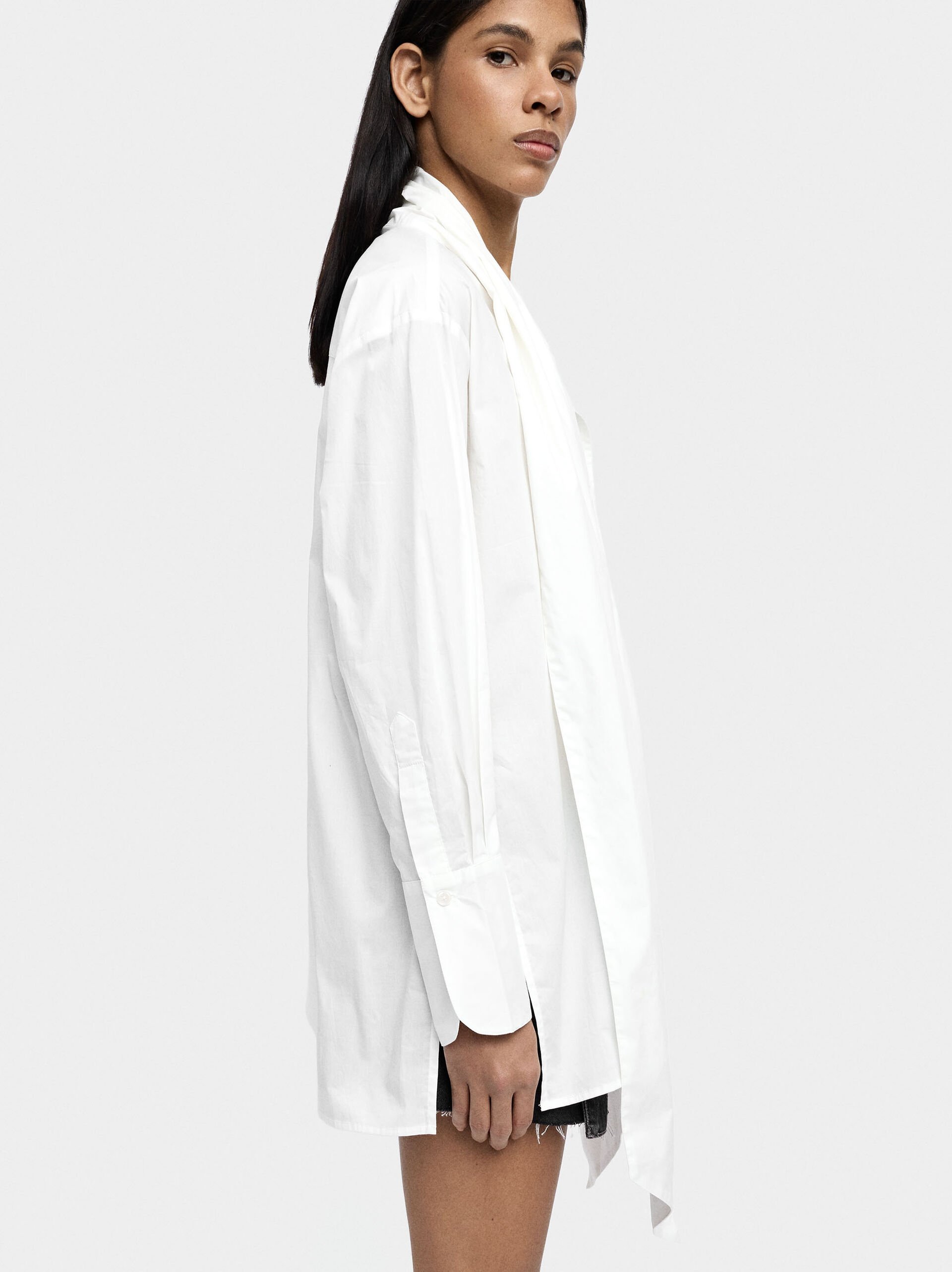 Shirt with scarf 100% cotton image number 2.0