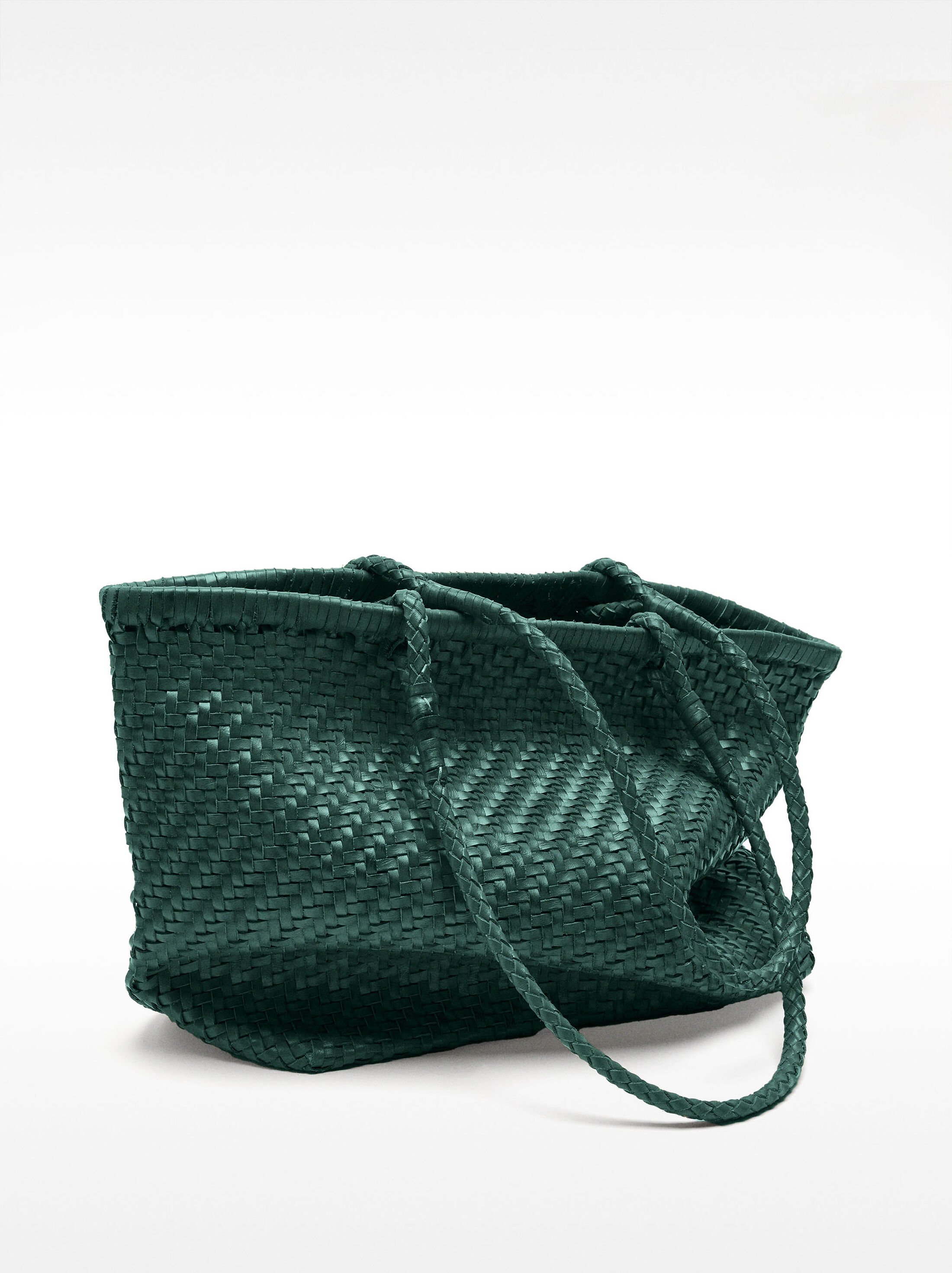 Woven leather shopper bag image number 0.0