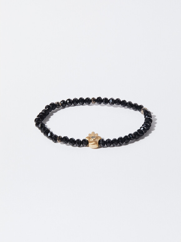 Adjustable Bracelet With Stones, Black, hi-res