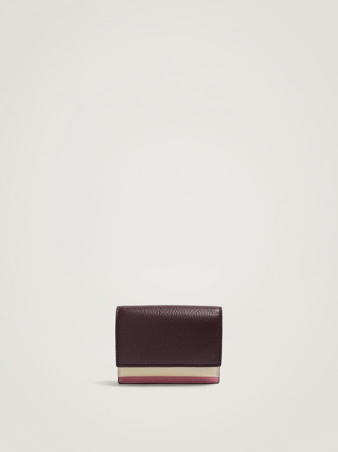 Card Holder With Contrast Coin Purse, Bordeaux, hi-res