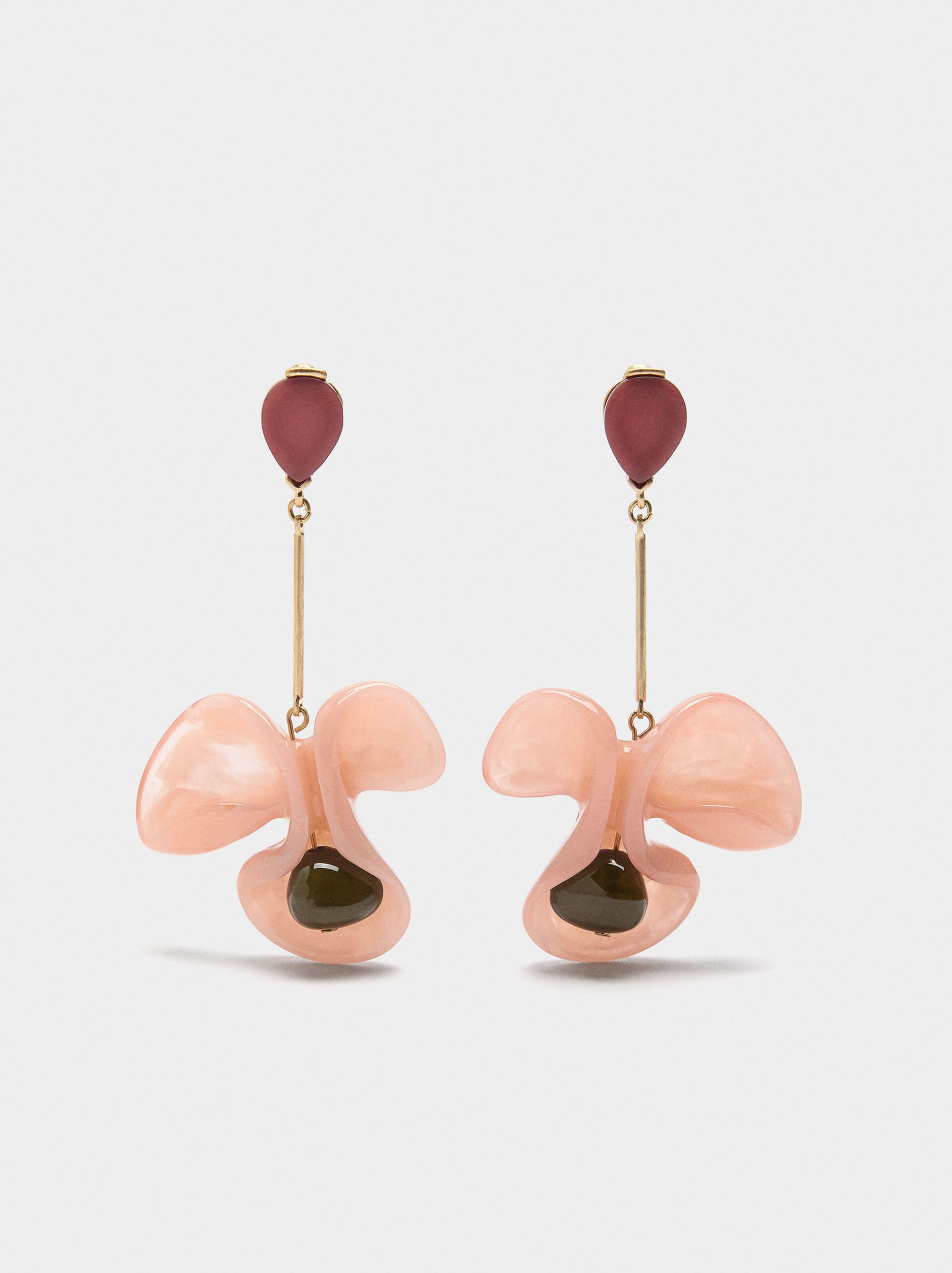 Long earrings with resin flower image number 0.0