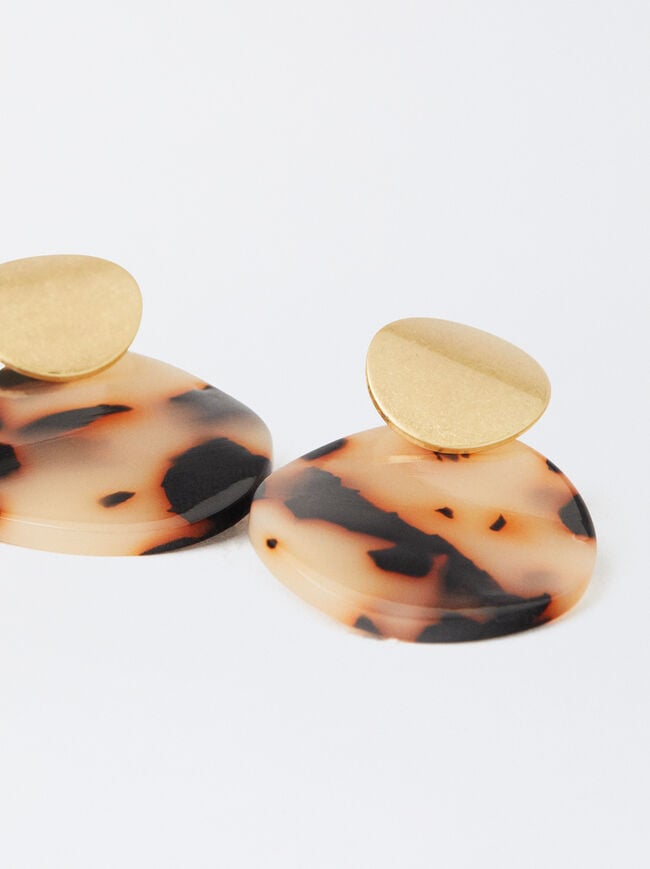 Golden Earrings With Resin image number 1.0