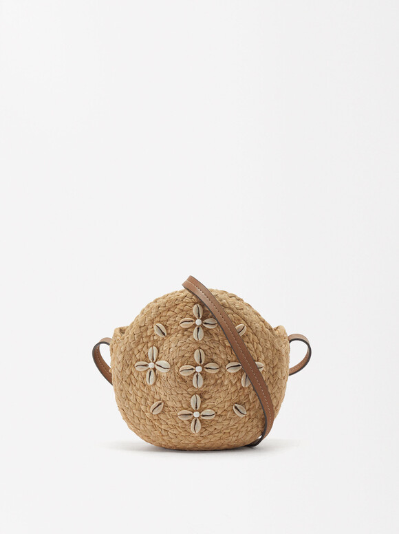 Straw-Effect Crossbody Bag With Shell, NC, hi-res