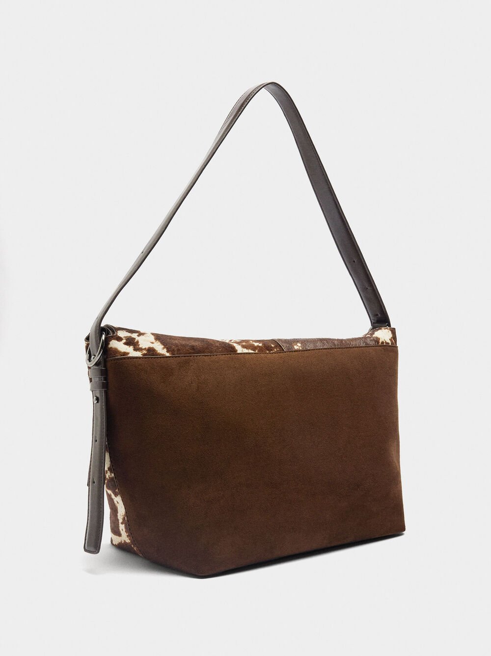 Bolso de hombro de piel con pelo