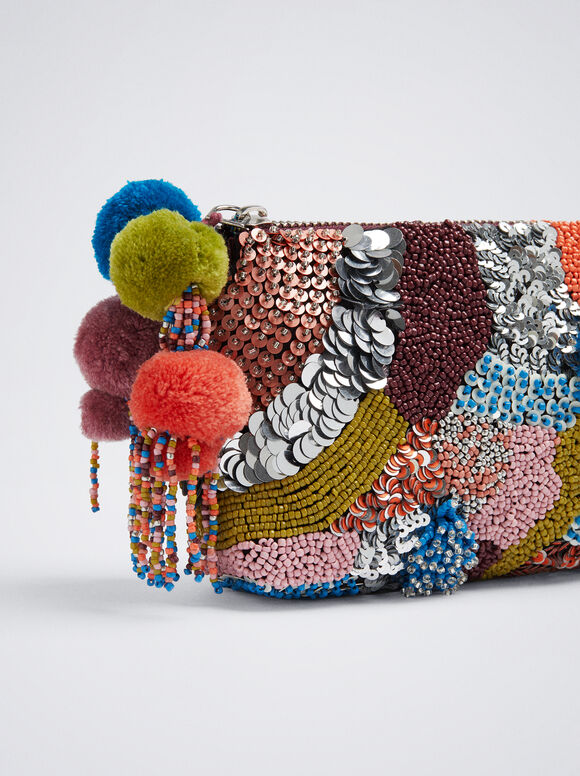 Handbag With Beads And Sequins, Multicolor, hi-res