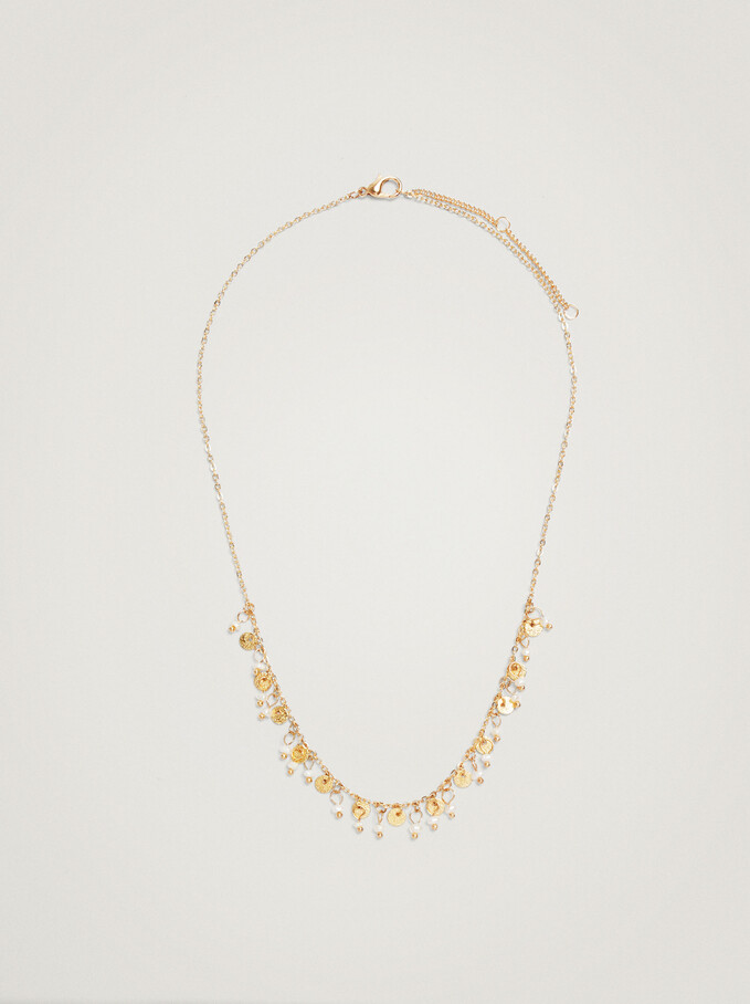 Short Necklace With Pendants, Golden, hi-res