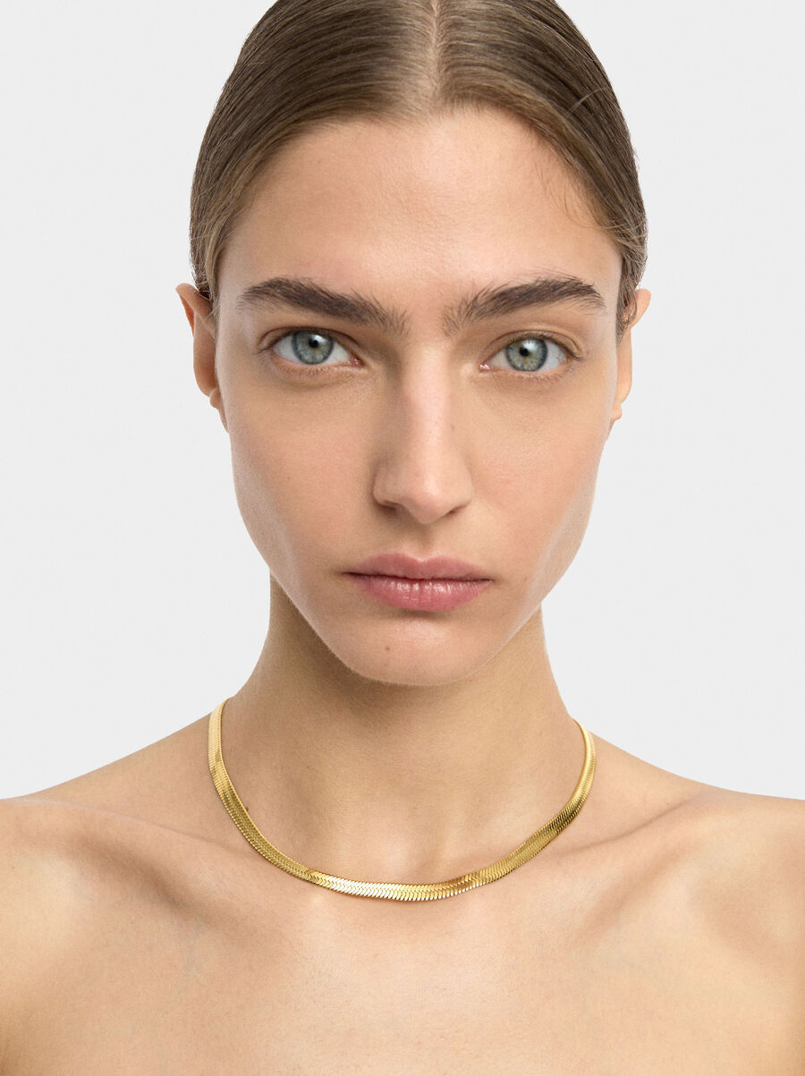 Short necklace with snake chain - stainless steel