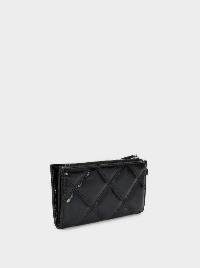 Embossed Wallet With Handle, Black, hi-res