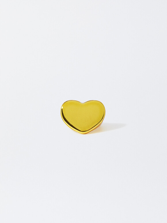 Metallic Heart Ring , Golden, hi-res