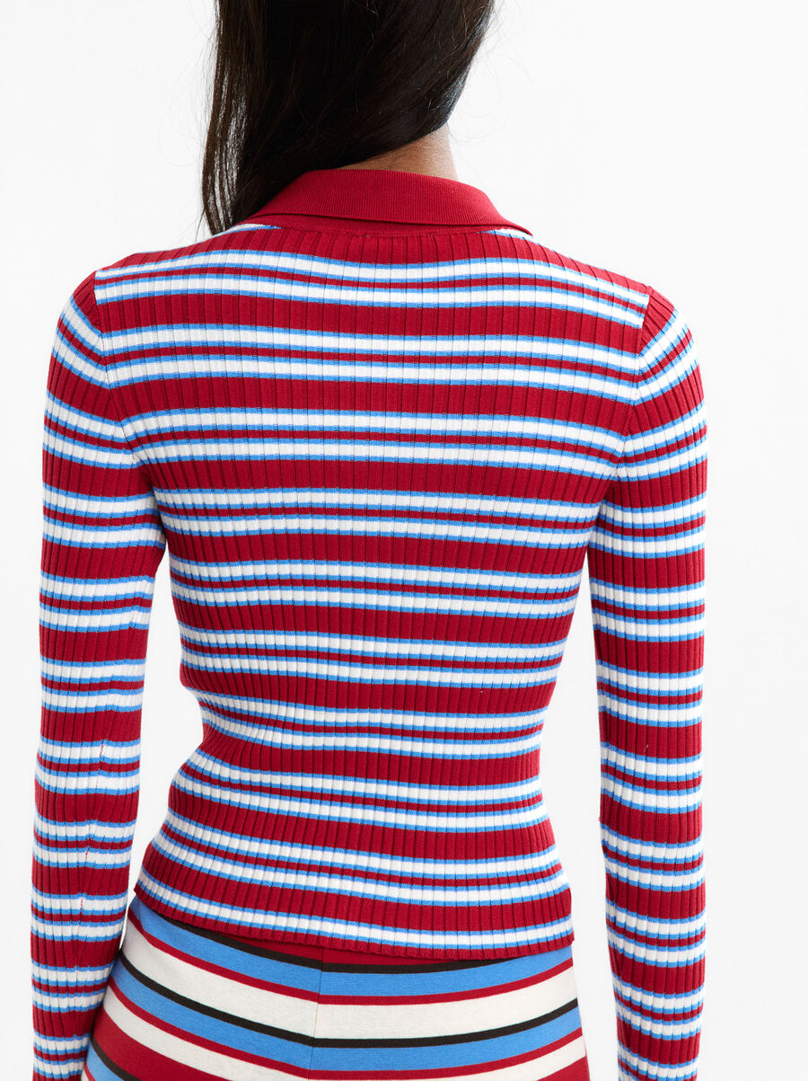 Striped knit cardigan