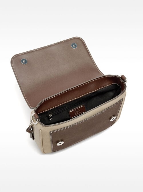 Extendable leather-effect crossbody bag