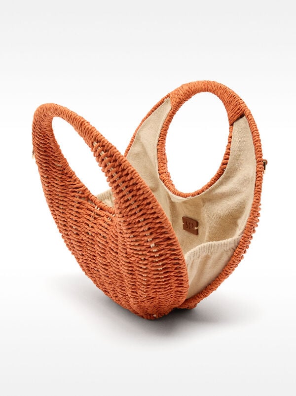 Round straw-effect crossbody bag