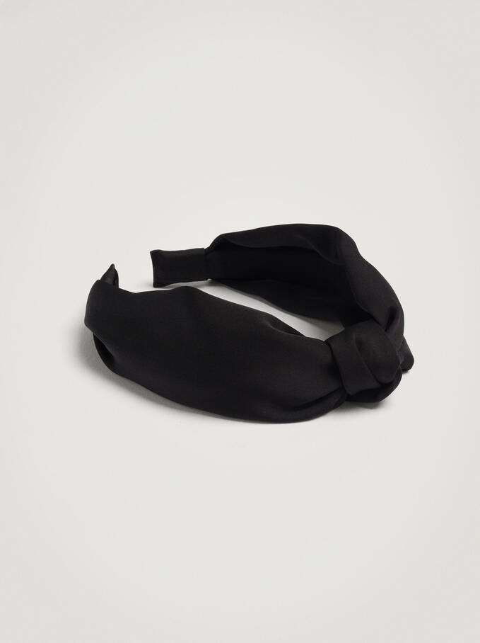 Wide Headband With Knot, Black, hi-res