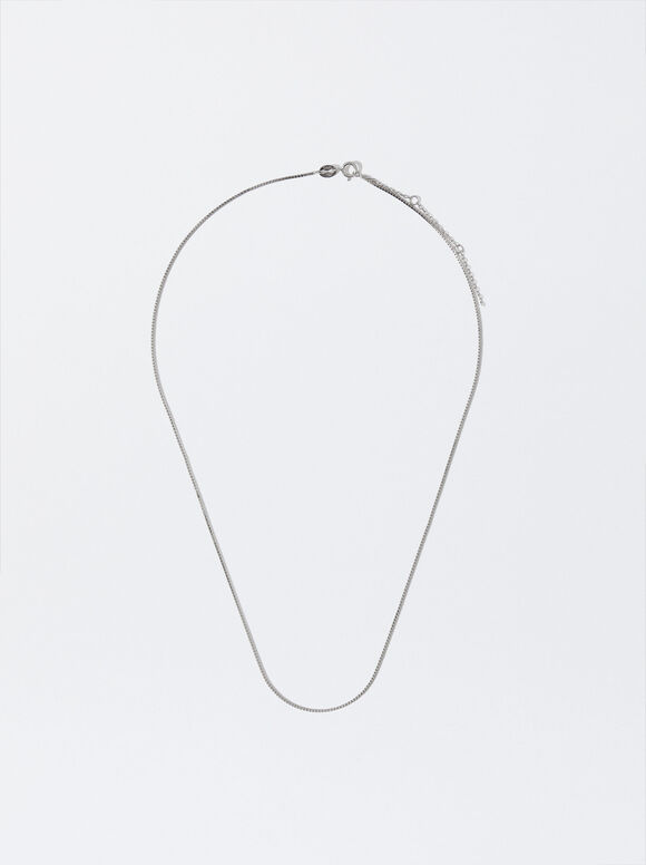 925 Silver Personalised Thin Chain Necklace, Silver, hi-res