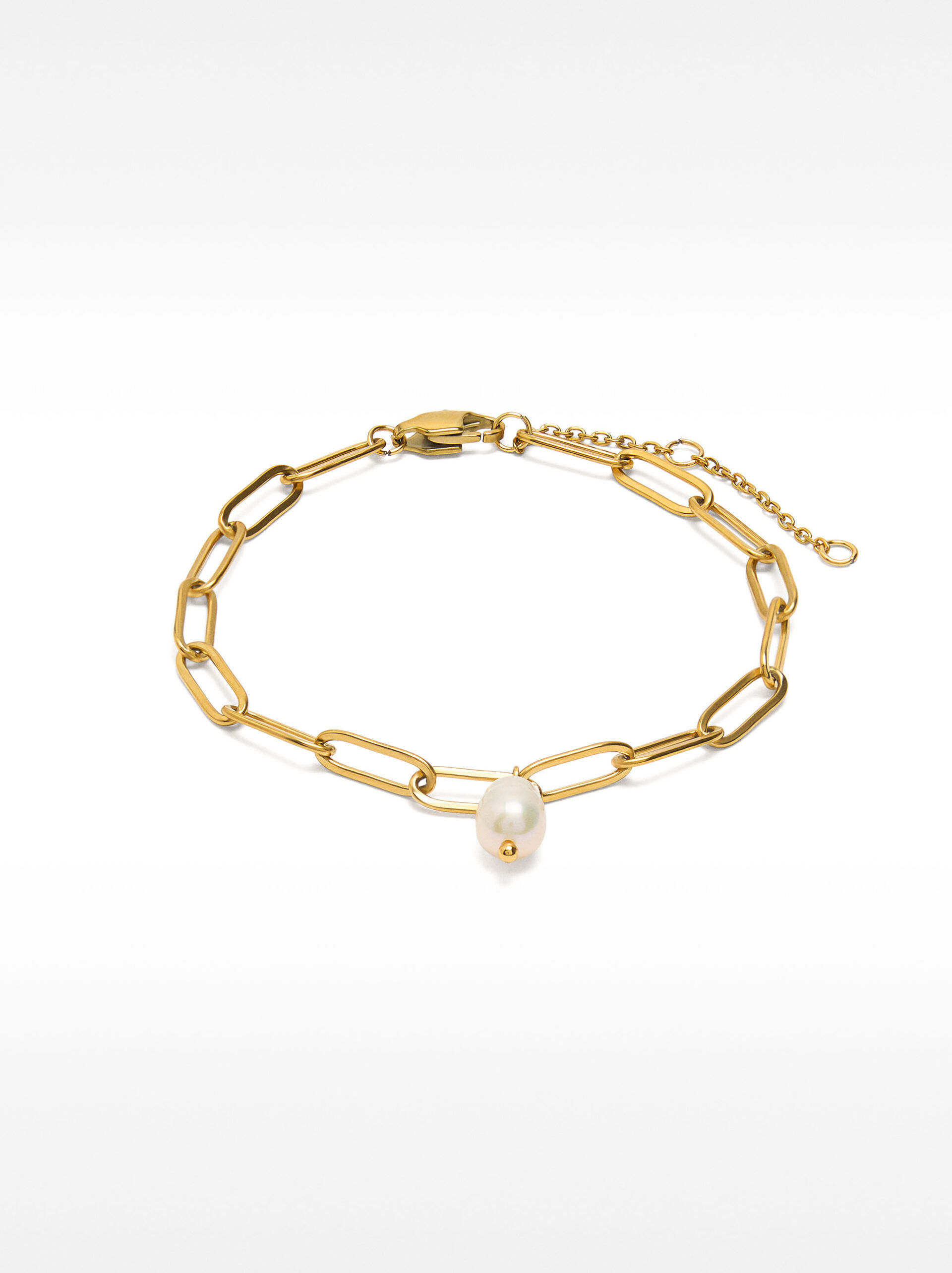 Bracelet à maillons avec perles d’eau douce - acier inoxydable image number 0.0