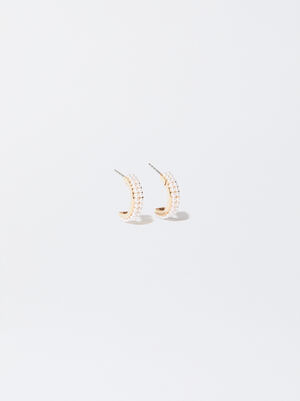 Golden Hoop Earrings With Pearls image number 0.0