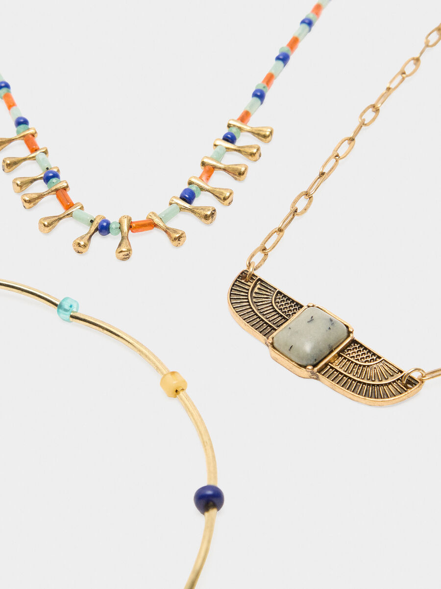 Set of necklaces with stone beads