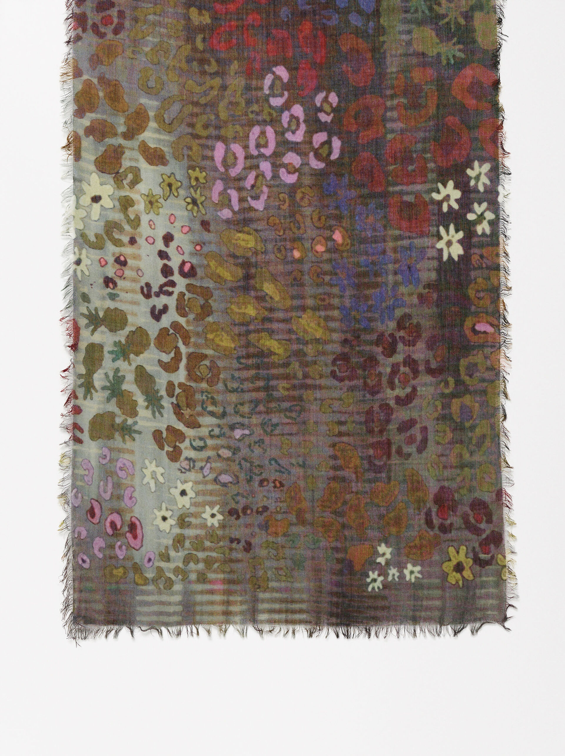 Wool scarf with print image number 2.0