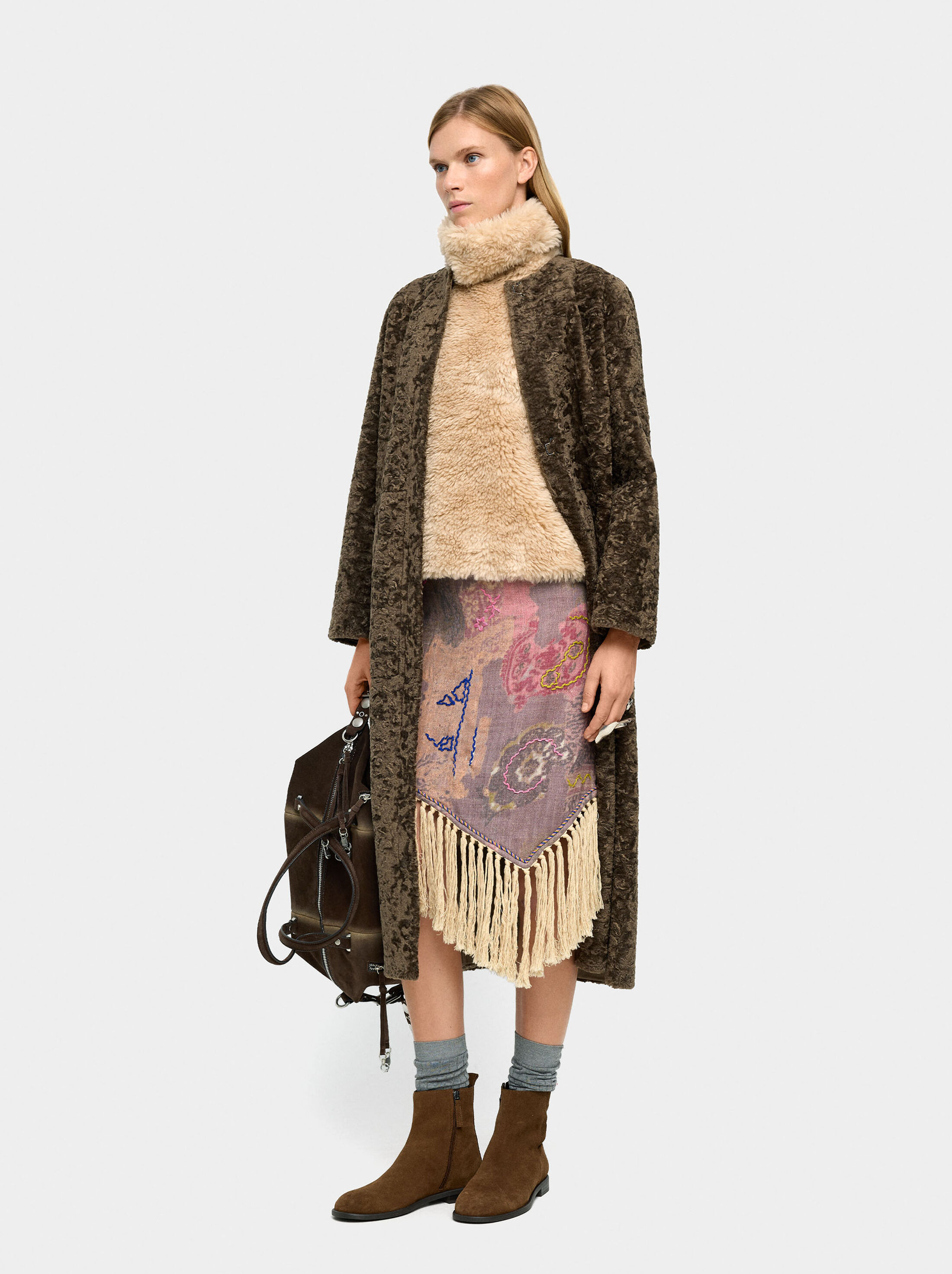 Wool skirt with fringes image number 0.0