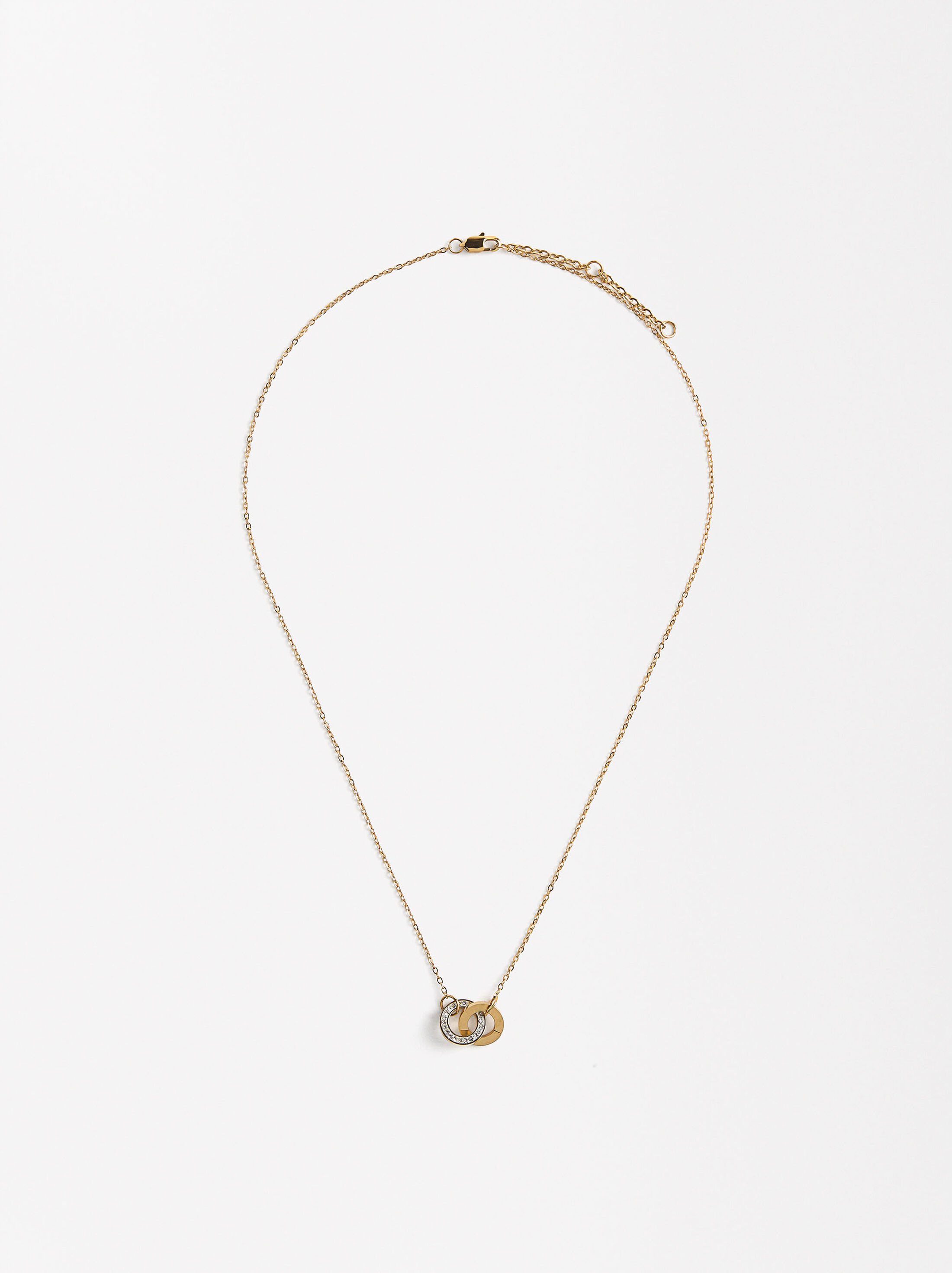 Hoop necklace with crystals - stainless steel image number 2.0