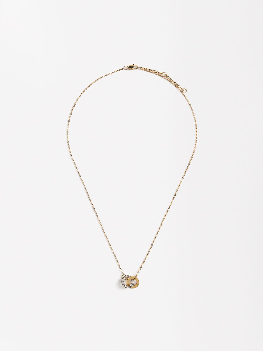 Hoop necklace with crystals - stainless steel