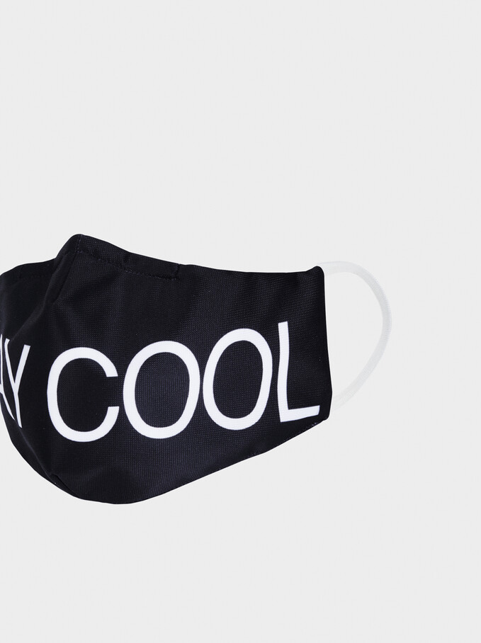 Stay Cool Print Reusable Face Mask, White, hi-res