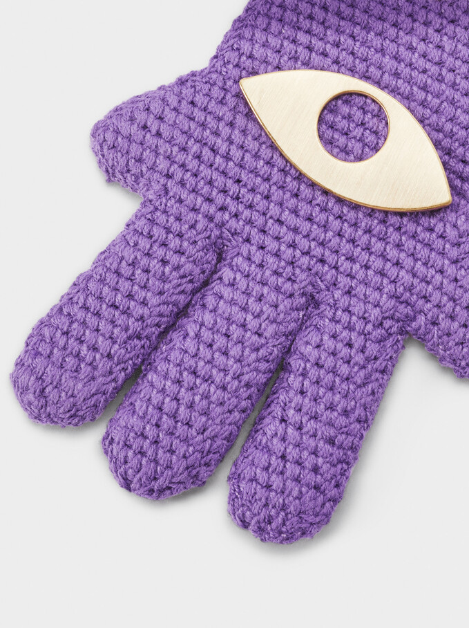 Hamsa Pendant Key Ring, Purple, hi-res