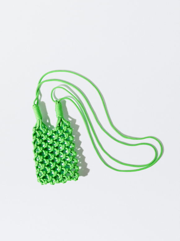 Crochet Crossbody Bag, Green, hi-res