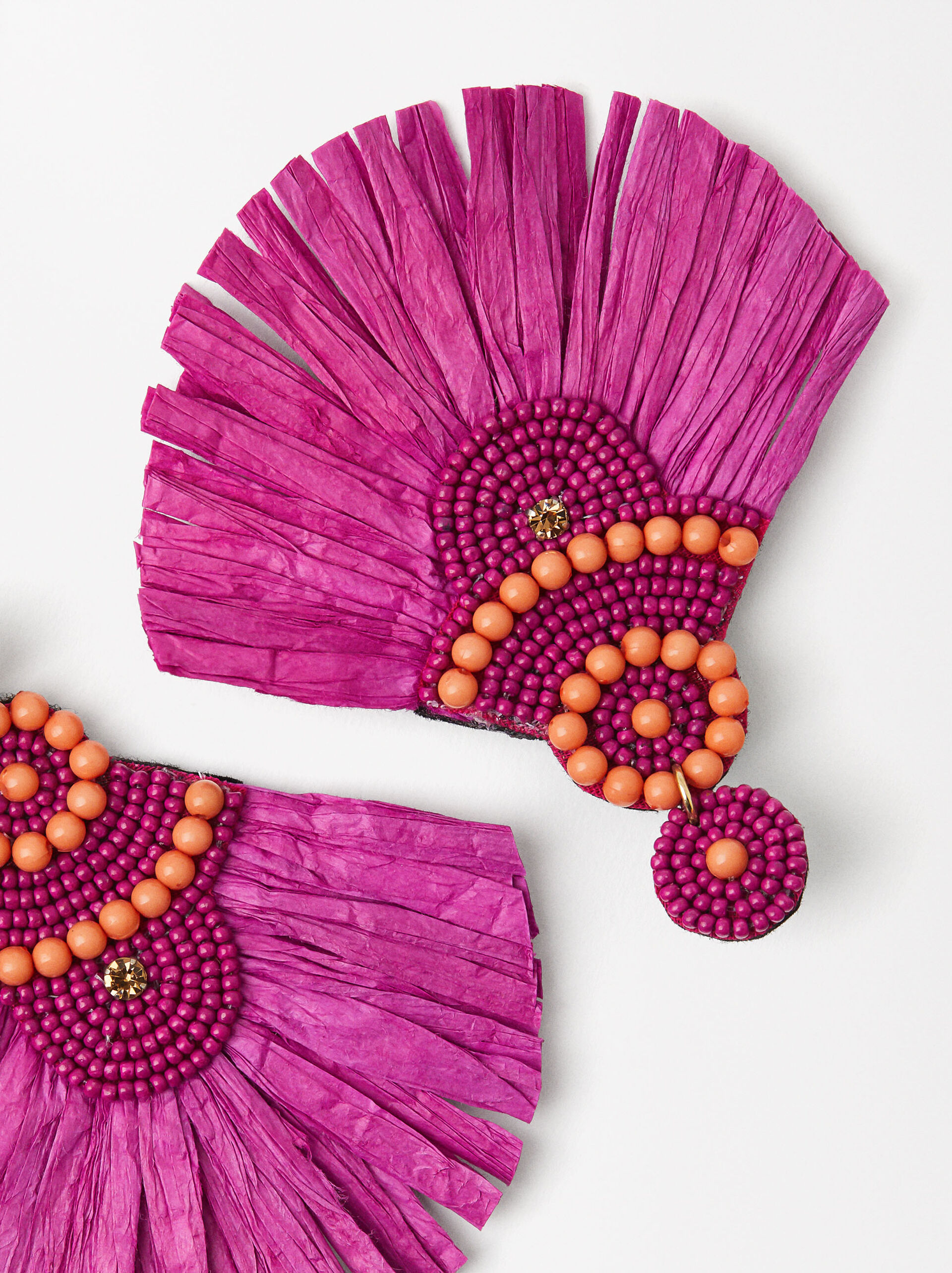 Raffia Earrings With Beads image number 2.0