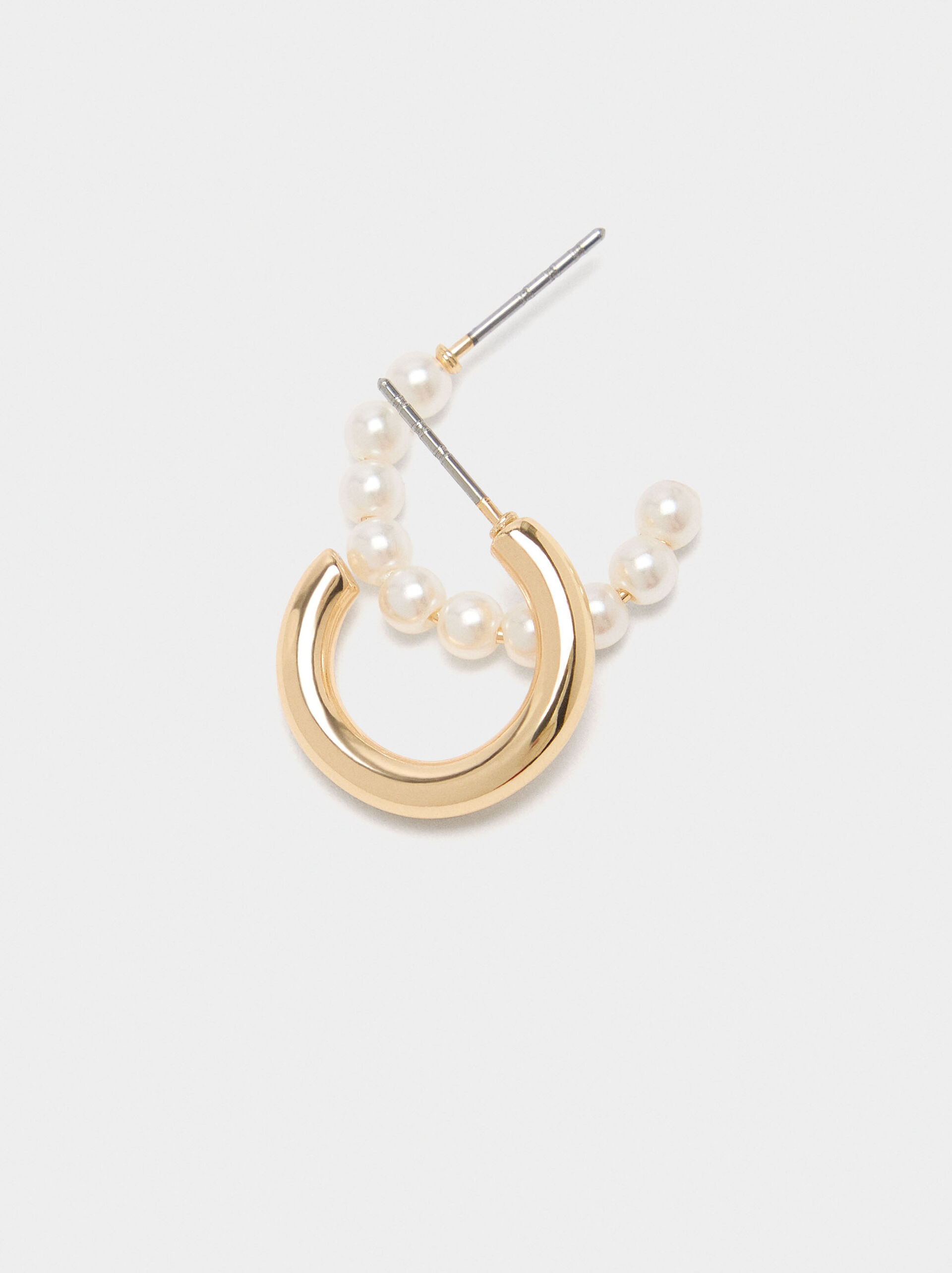 Set of open hoop earrings with pearls image number 1.0