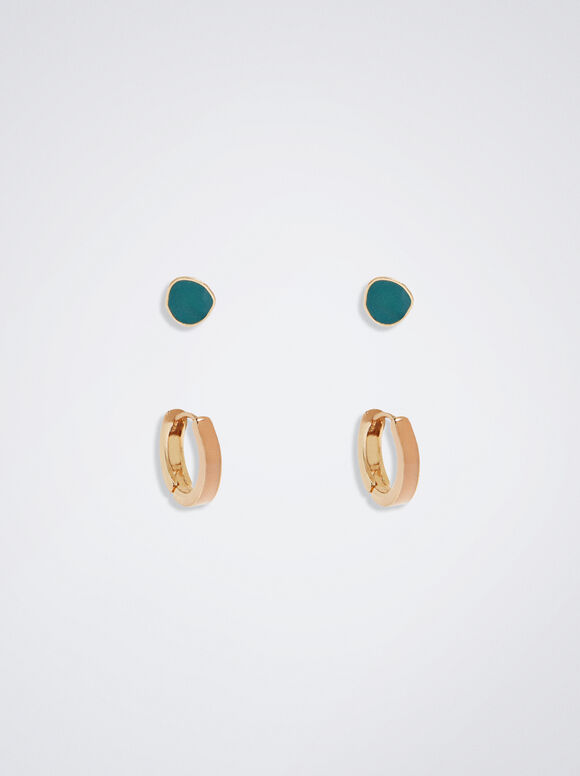 Conjunto De Pendientes Esmaltados, Multicor, hi-res