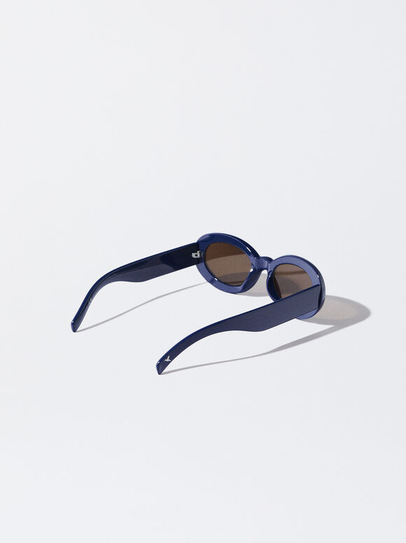 Sonnenbrille Mit Ovalem Rahmen, Blau, hi-res