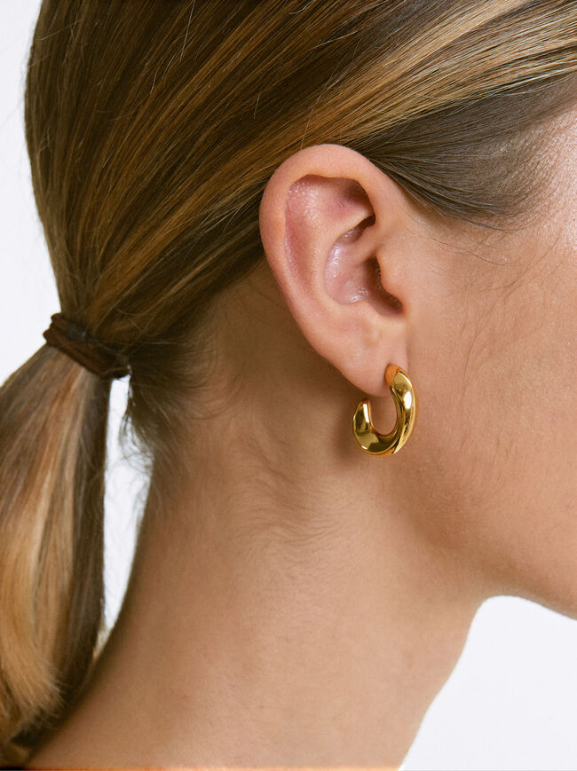 Stainless Steel Golden Hoop Earrings image number 1.0