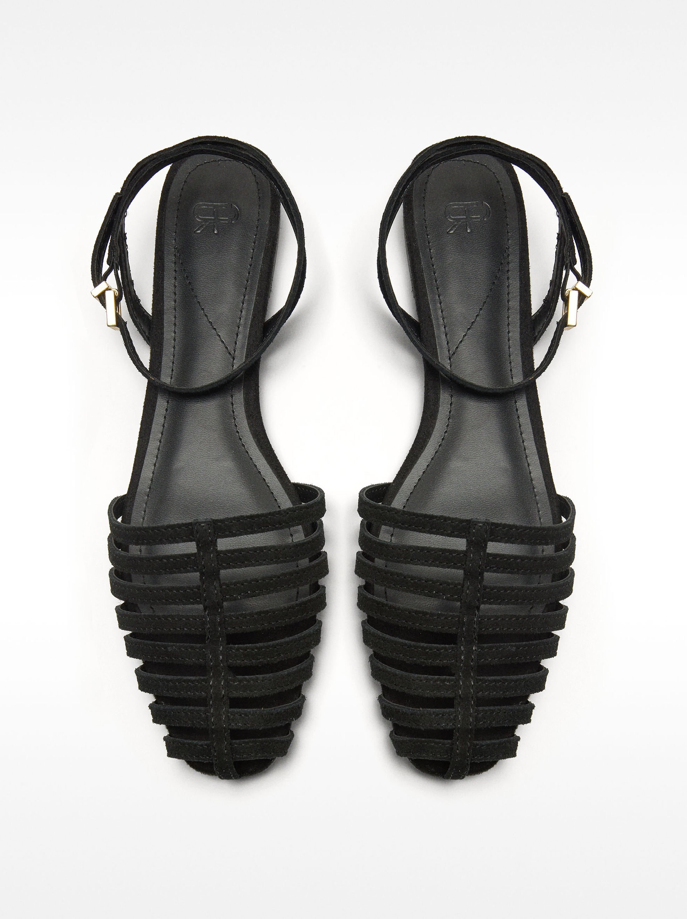 Flat leather sandals with straps image number 0.0