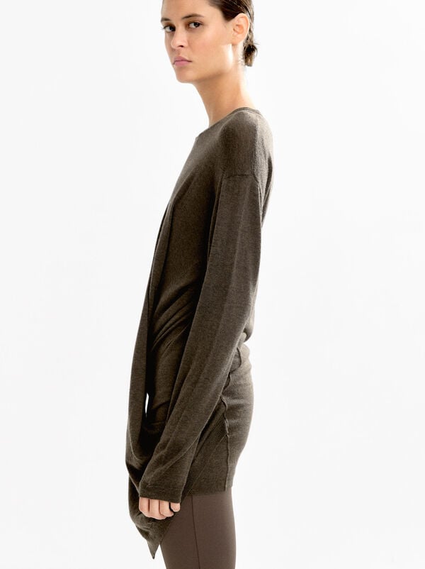 Knit dress with draping