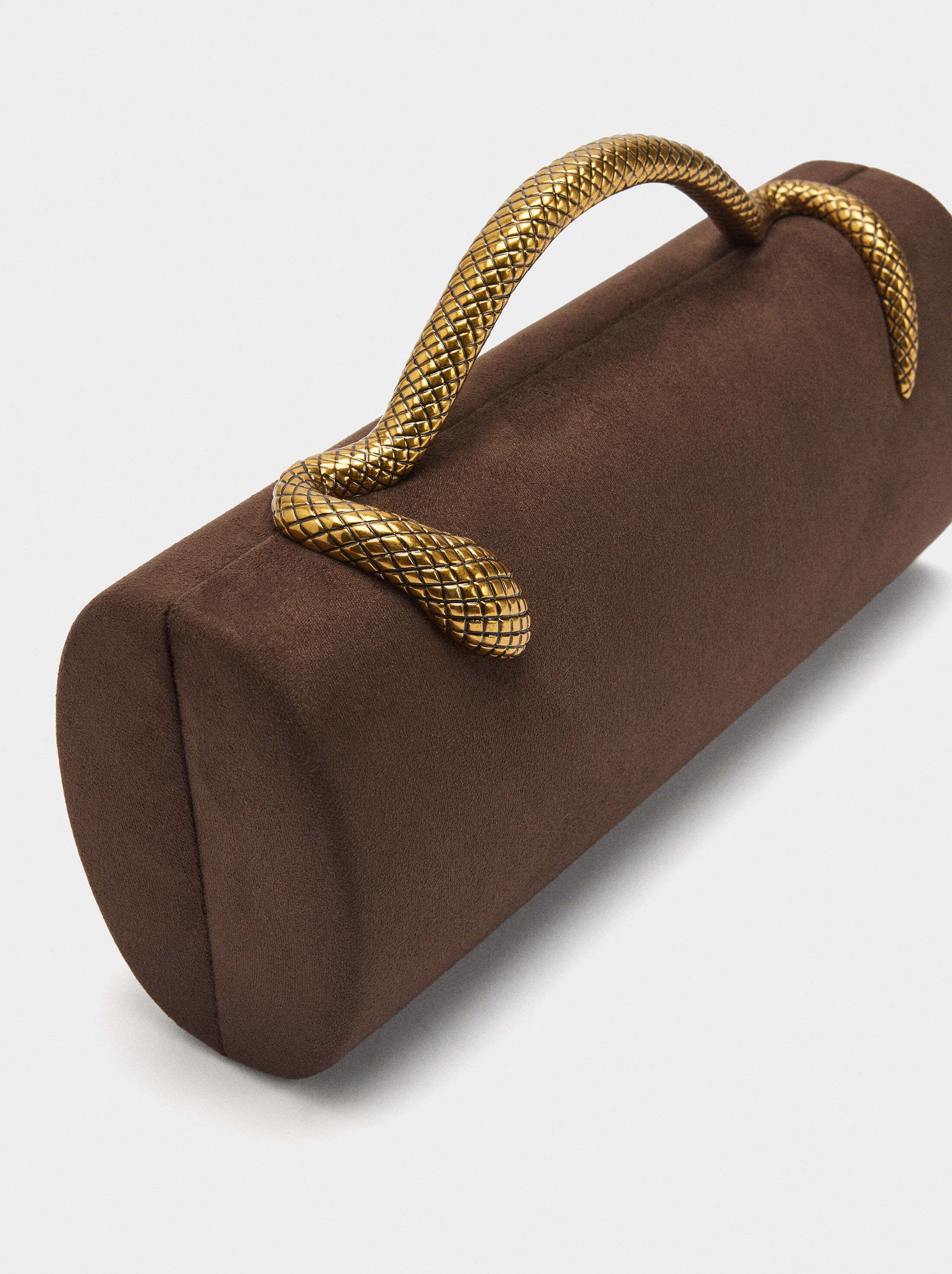 Cylindrical party bag with leather-effect image number 1.0