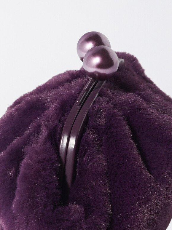 Faux Fur Party Bag, Purple, hi-res