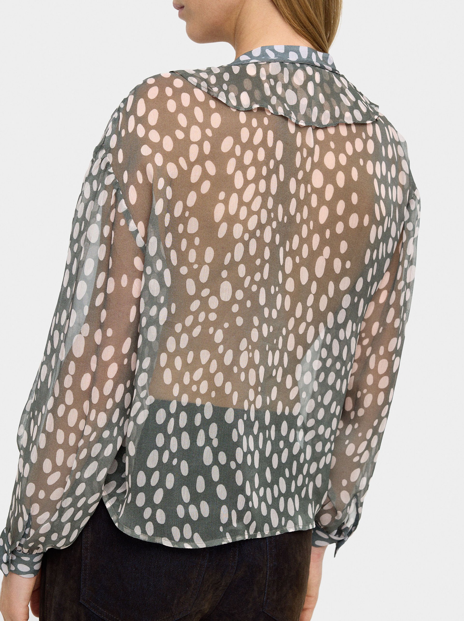 Blouse with semi-transparent print image number 3.0