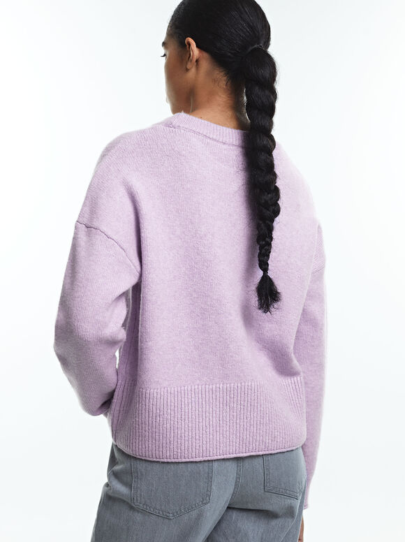 Knit Sweater, Violet, hi-res